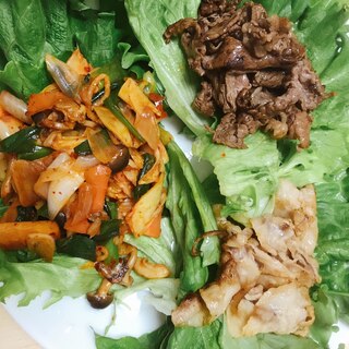 キムチ野菜とお肉のレタス巻